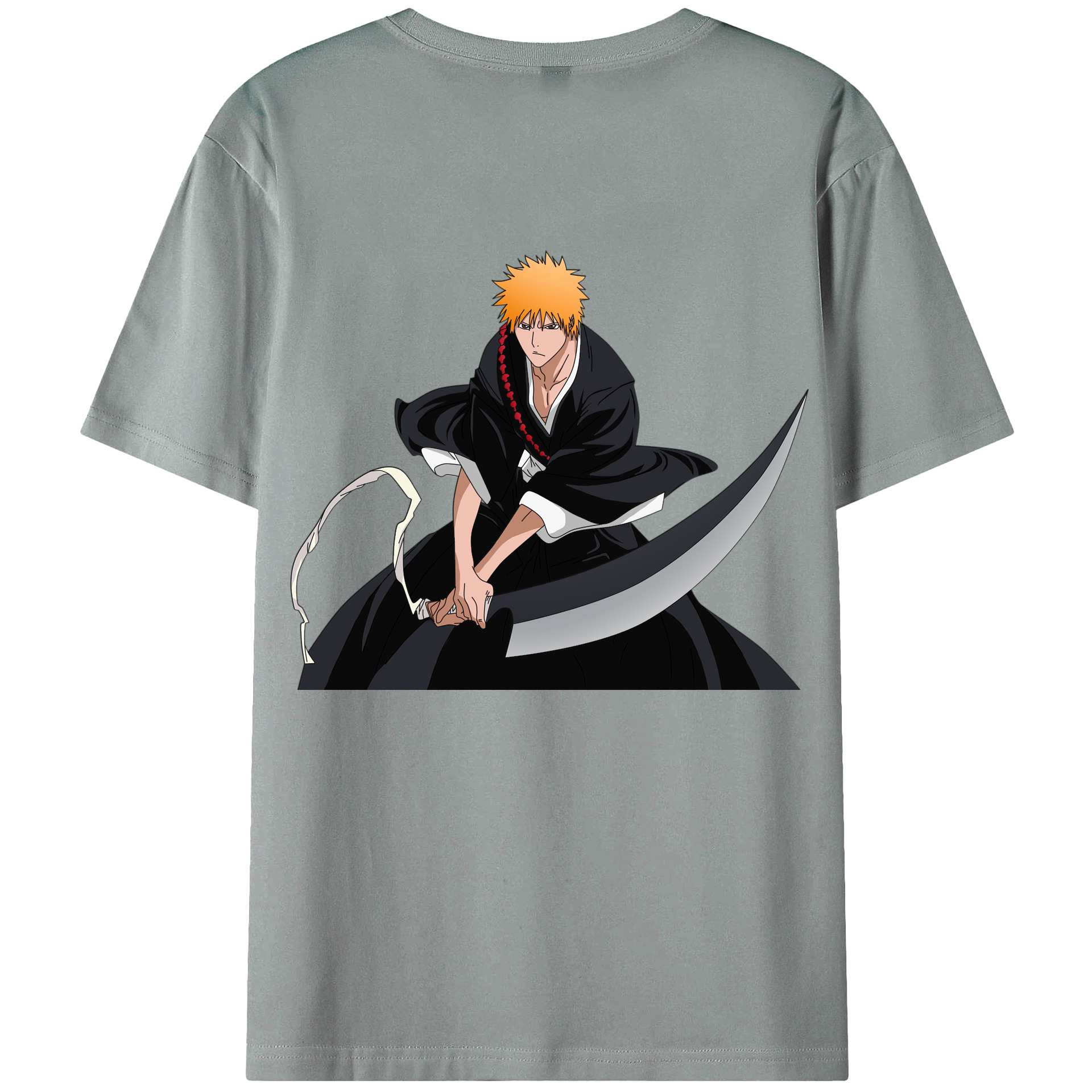 （画像用） ブリーチ 黒崎一護（くろさき いちご）BLEACH Kurosaki Ichigo 綿100％ メンズ半袖Tシャツ（バックプリント） 通気性